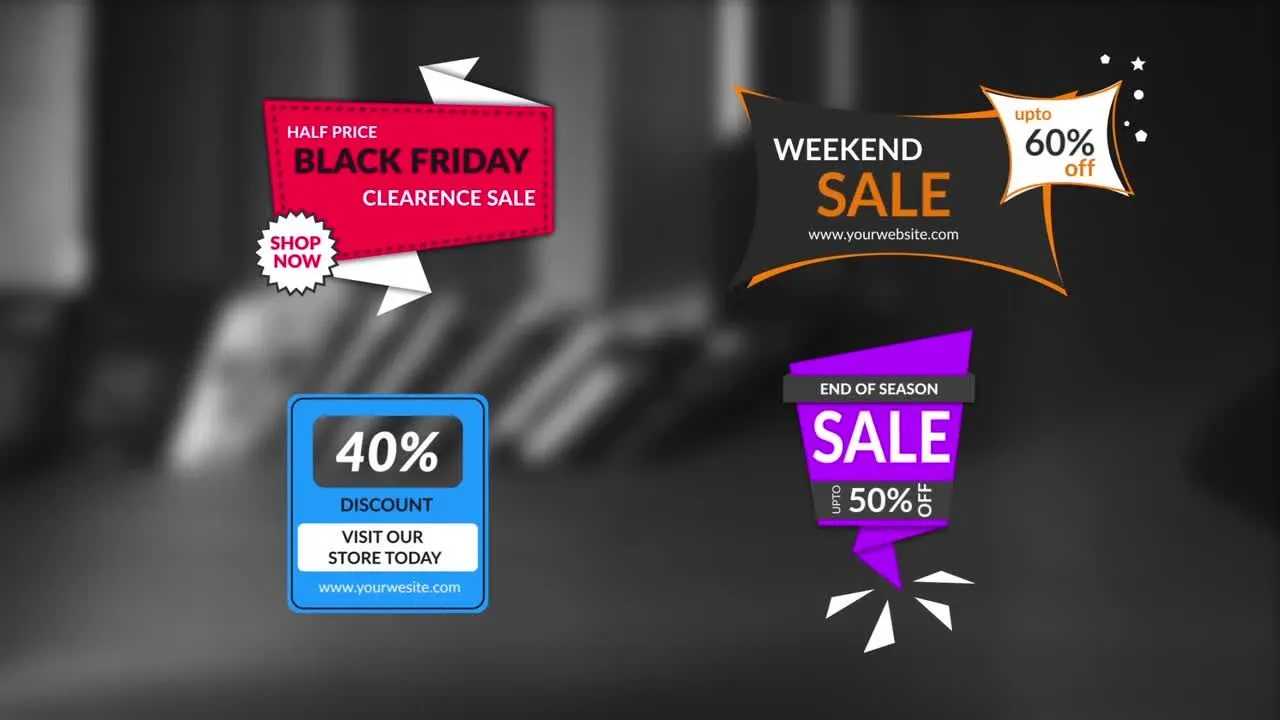 12个促销标志徽章全屏标题动画像素设计精选AE模板