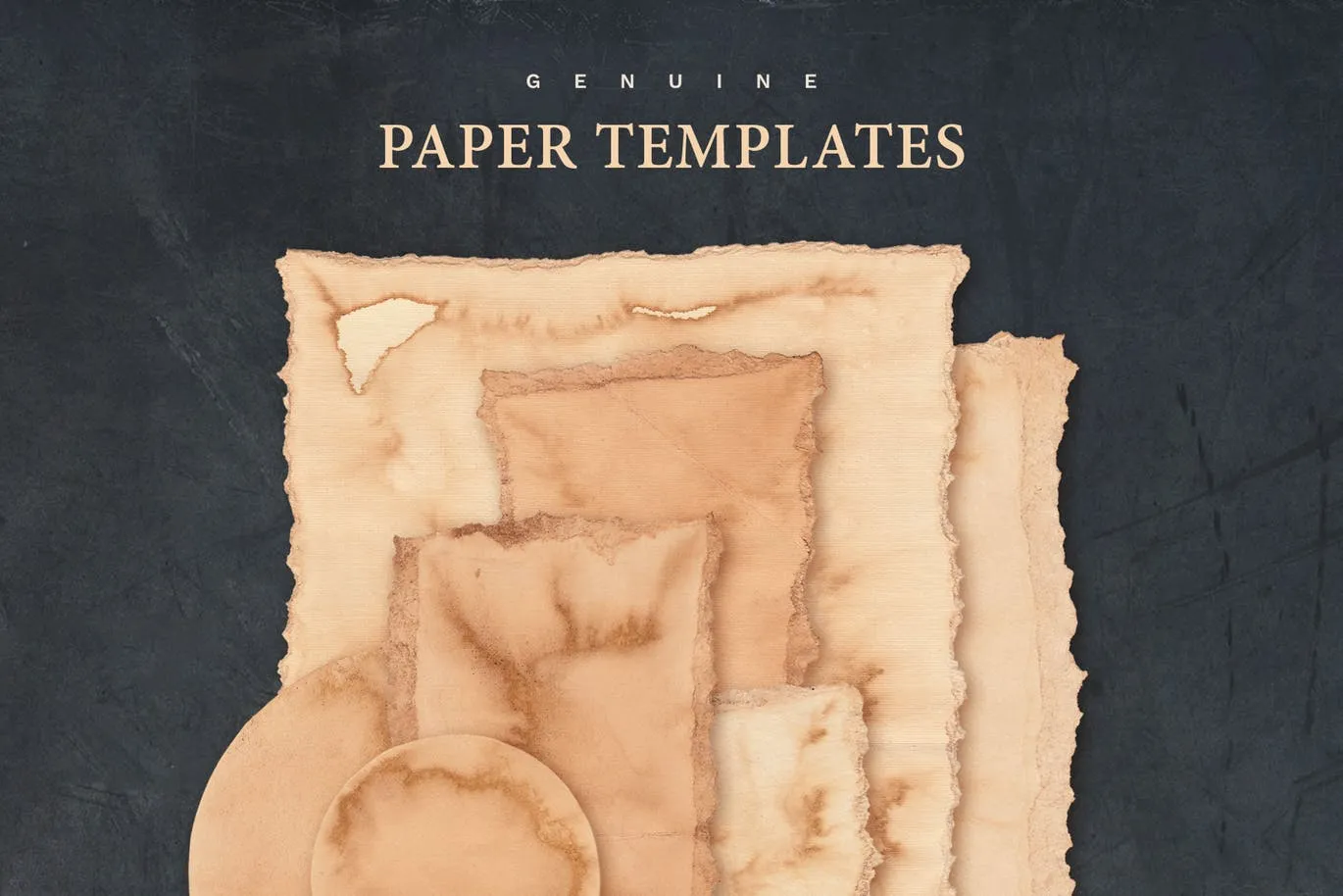 复古做旧风格纸张纹理样机模板 Vintage Paper PSD Mockup Set插图(1)