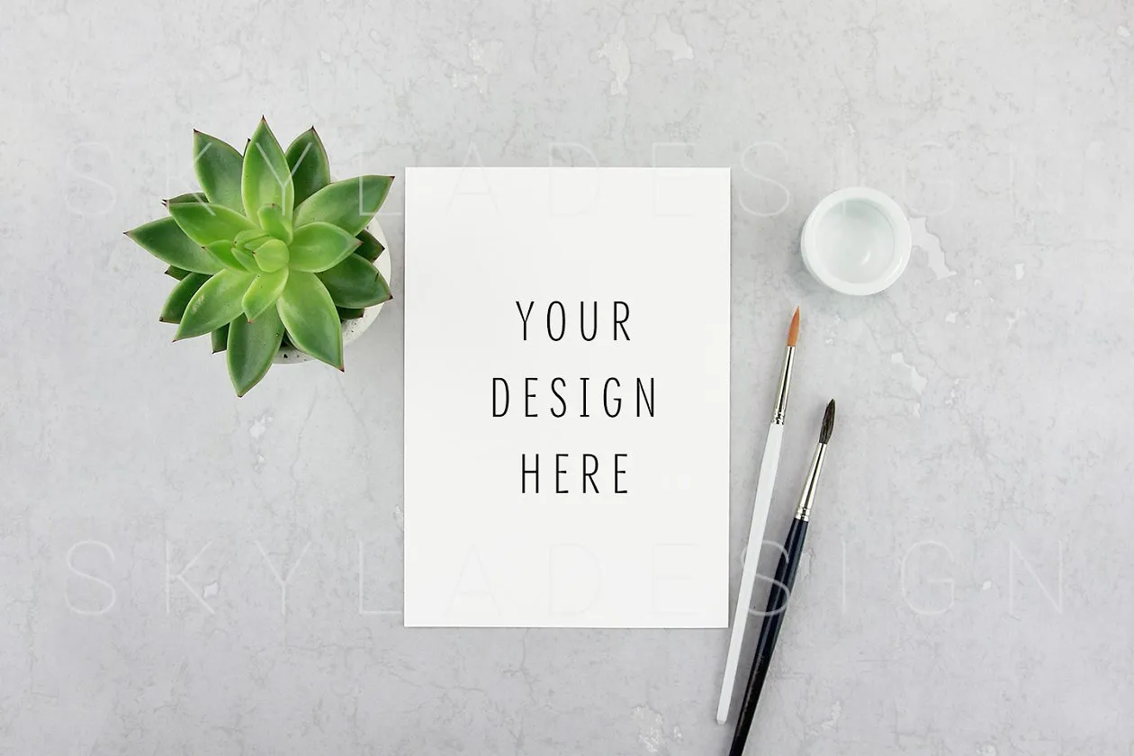 女性风格的艺术便签便条模板 Feminine Styled stock artist mockup