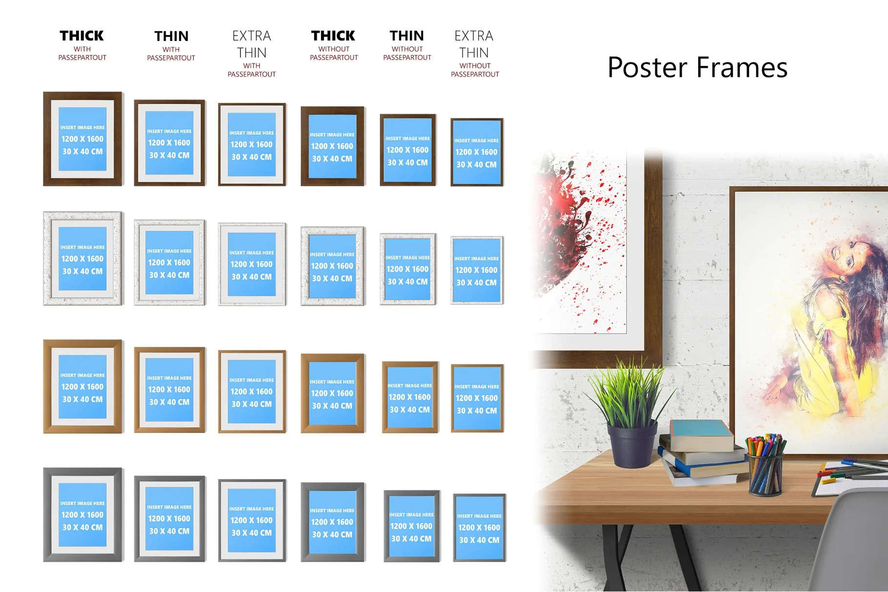 5K高清分辨率相框画框样机 FRAMES CREATOR 5K Mockup插图(1)