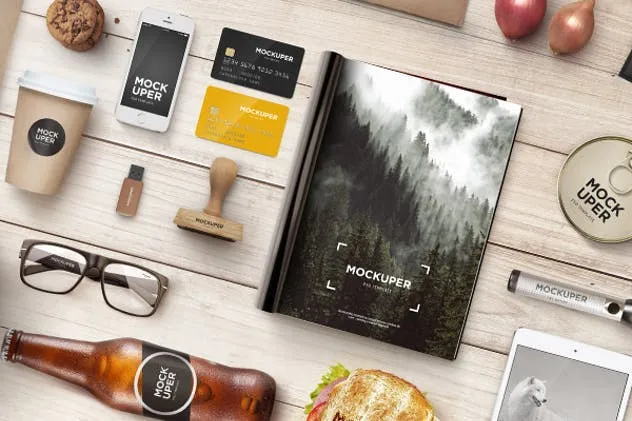 木制工艺品品牌等距场景样机 Brutal Wood Branding Mock-Up (PSD)插图(3)