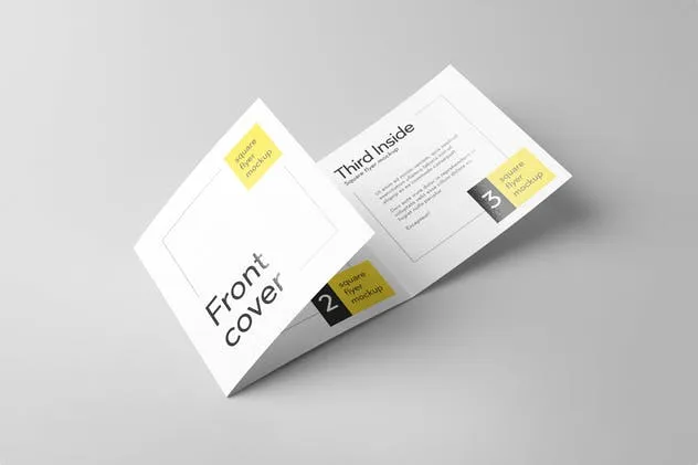 简约三折页方形传单样机 Tri-Fold Square Flyer Mockup插图(2)