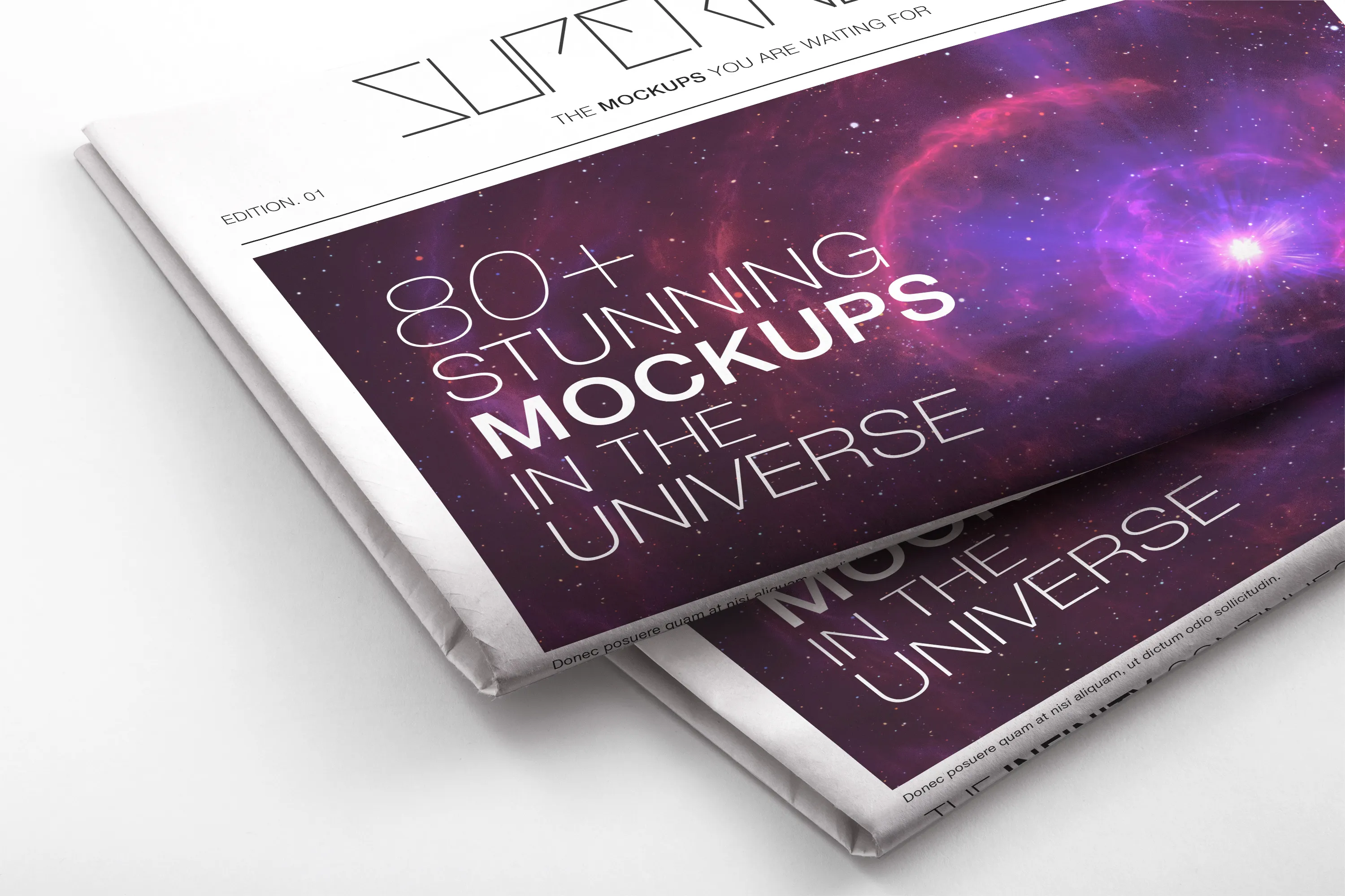 新闻报纸排版版式设计印刷效果局部预览样机02 Newspaper PSD Mockup 02