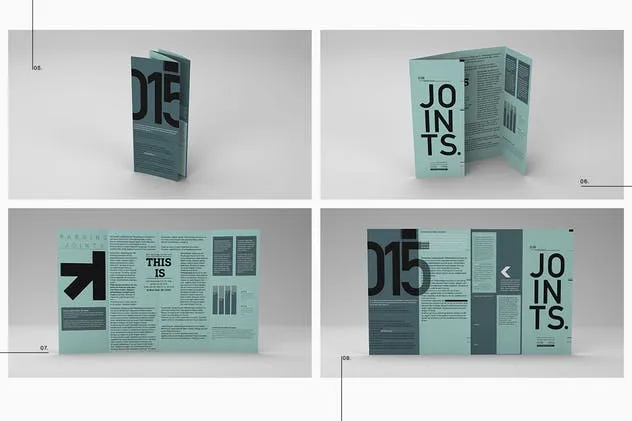 折页小册子传单样机模板 Gate Fold Roll Brochure Mockup插图(3)