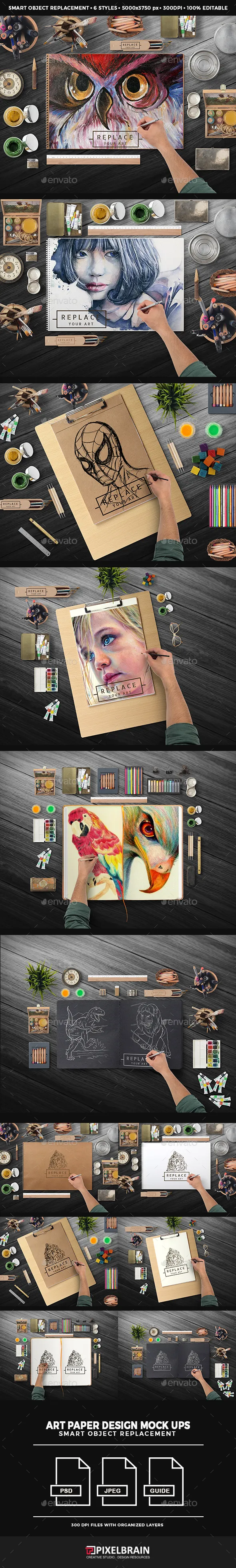 Art Paper Scene Mockups Design#8211;艺术画场景展示样机mockups[psd]