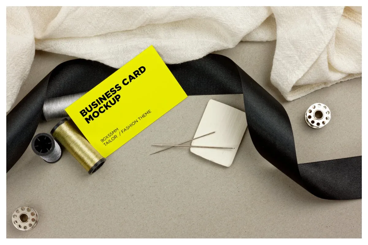 裁缝/时尚服装行业名片样机 Tailor / Fashion Business Cards Mockup插图