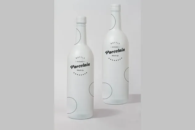 白色铝制饮料瓶外观设计效果图素材库精选 Porcelain Bottle Mock Up插图(2)