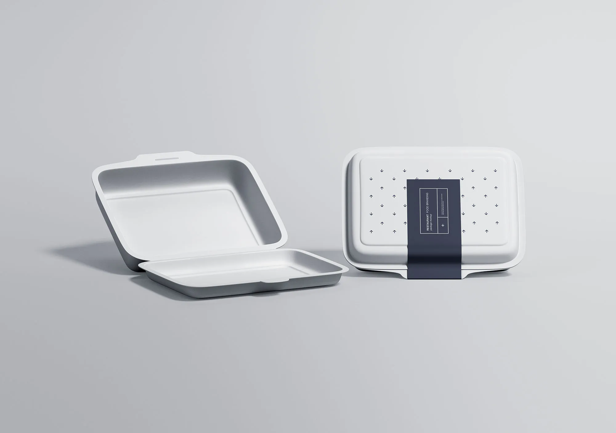 高端餐厅外带外卖包装盒设计图像素设计精选模板 Restaurant Food Packaging Mockup