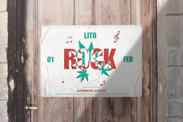 胶合效果广告海报设计样机 Poster Glued Effect Mockups插图(5)