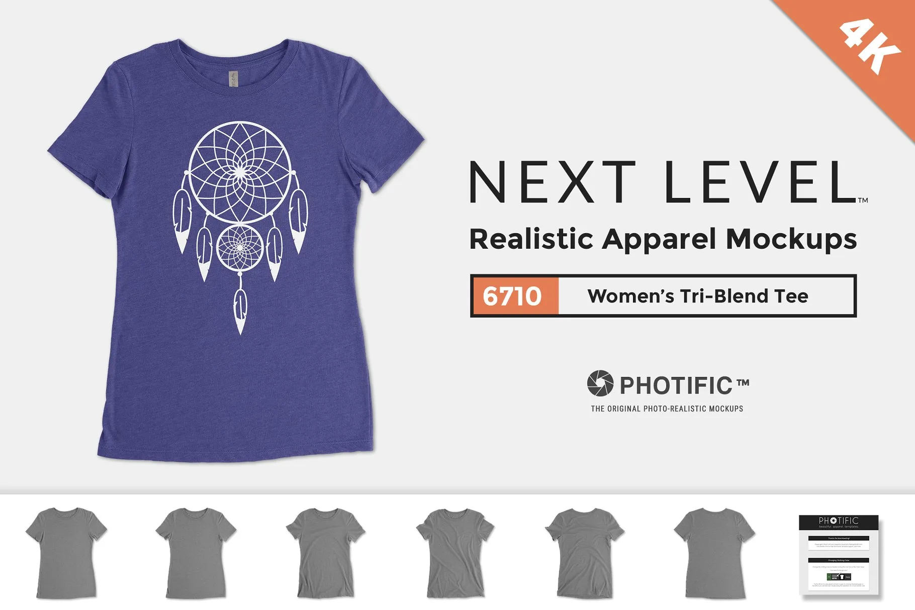 女士T恤样机模板 Next Level 6710 Tri-Blend Tee