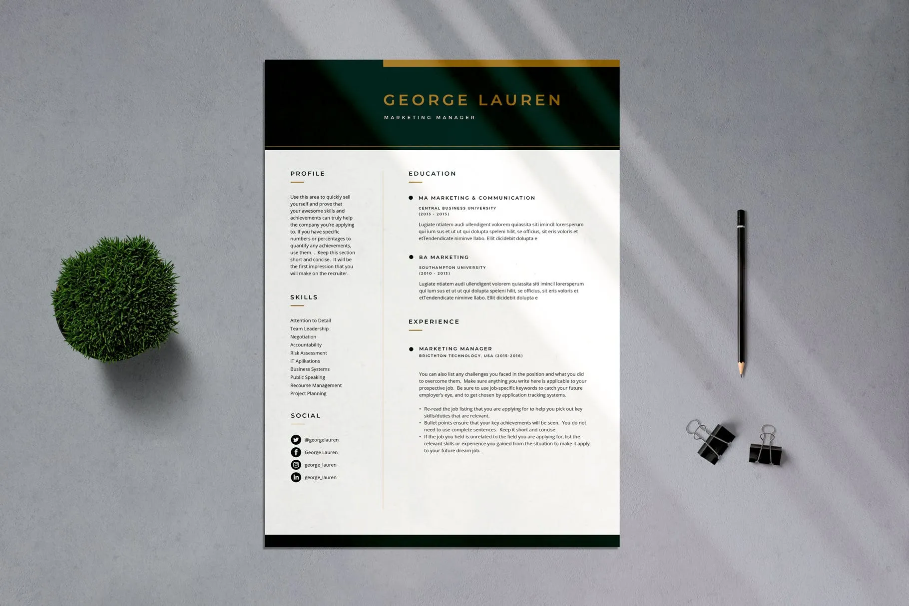 简约朴实风格专业CV简历模板v02 Professional CV Resume – 02插图(1)