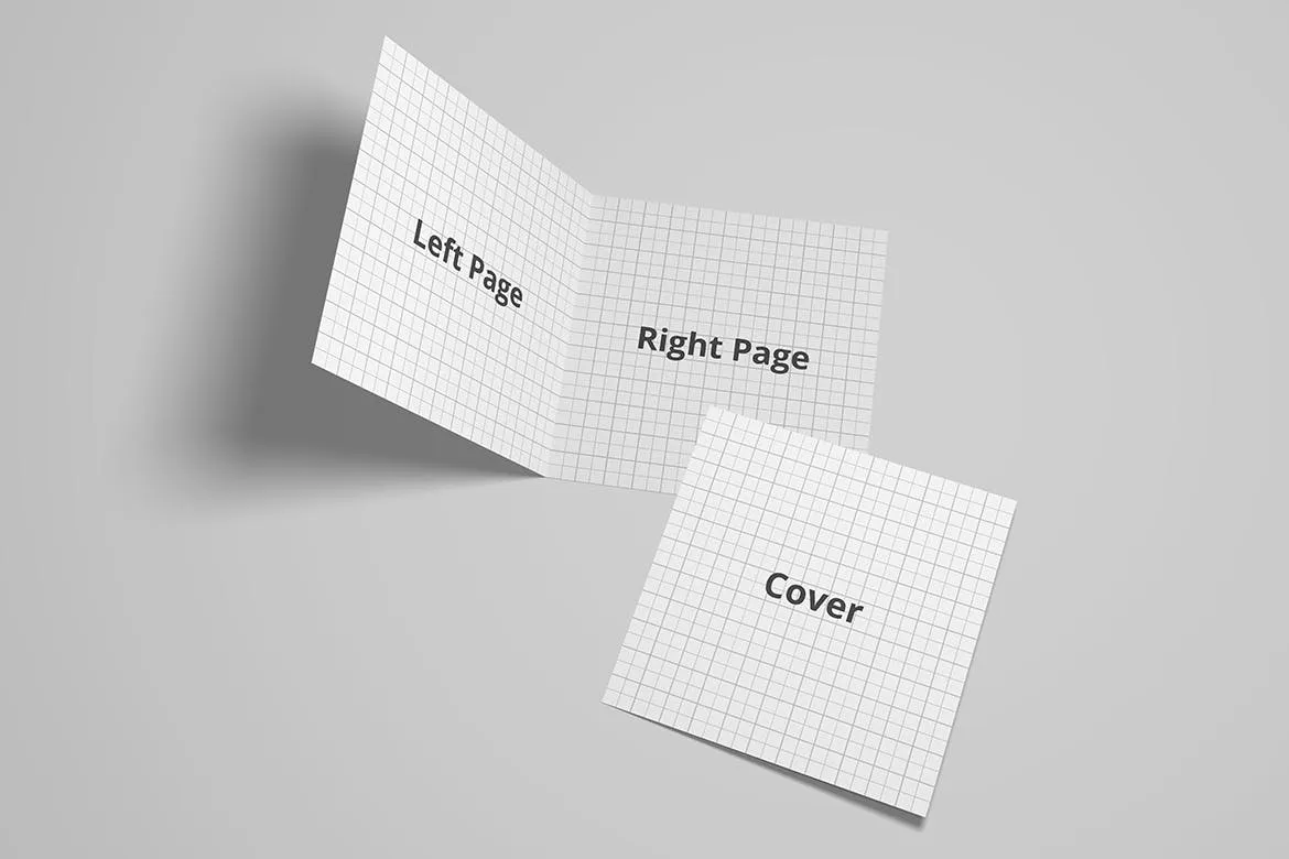 对折页传单/邀请卡设计多角度预览样机模板 Bifold Brochure/Greeting Card Mockup插图(7)