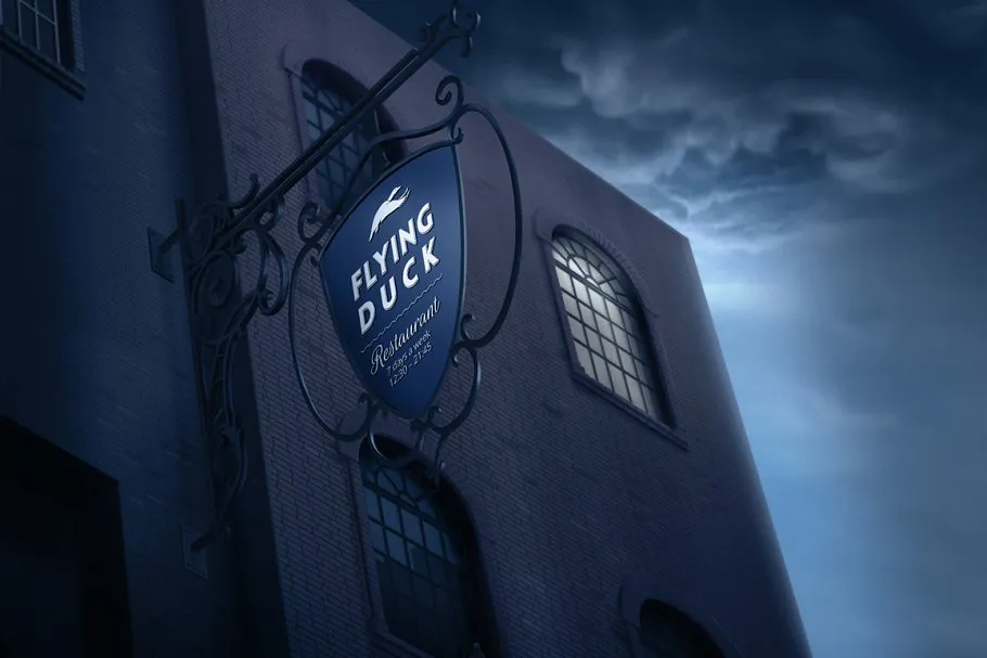 复古风格店招招牌样机 Vintage signboard mock-up