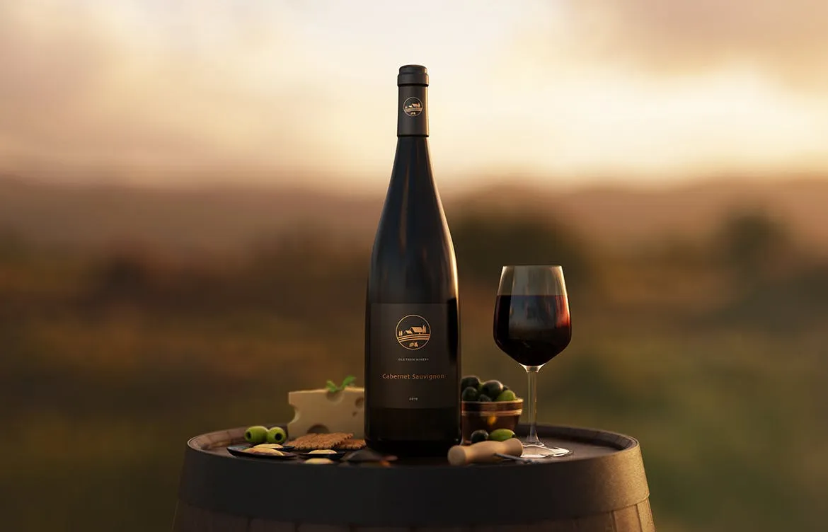 勃艮第葡萄酒瓶设计样机 Burgundy Wine Bottle Mockup插图(3)