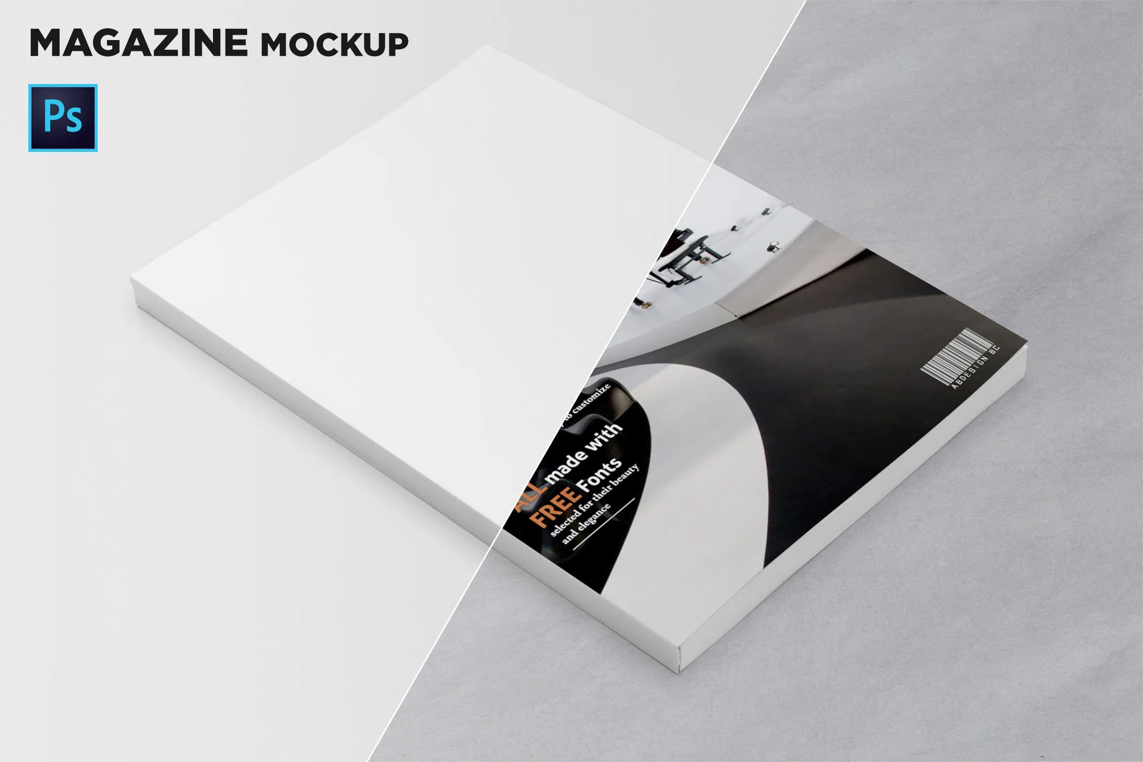 杂志封面设计45度角预览样机像素设计精选 Magazine Cover Mockup 45 Degree