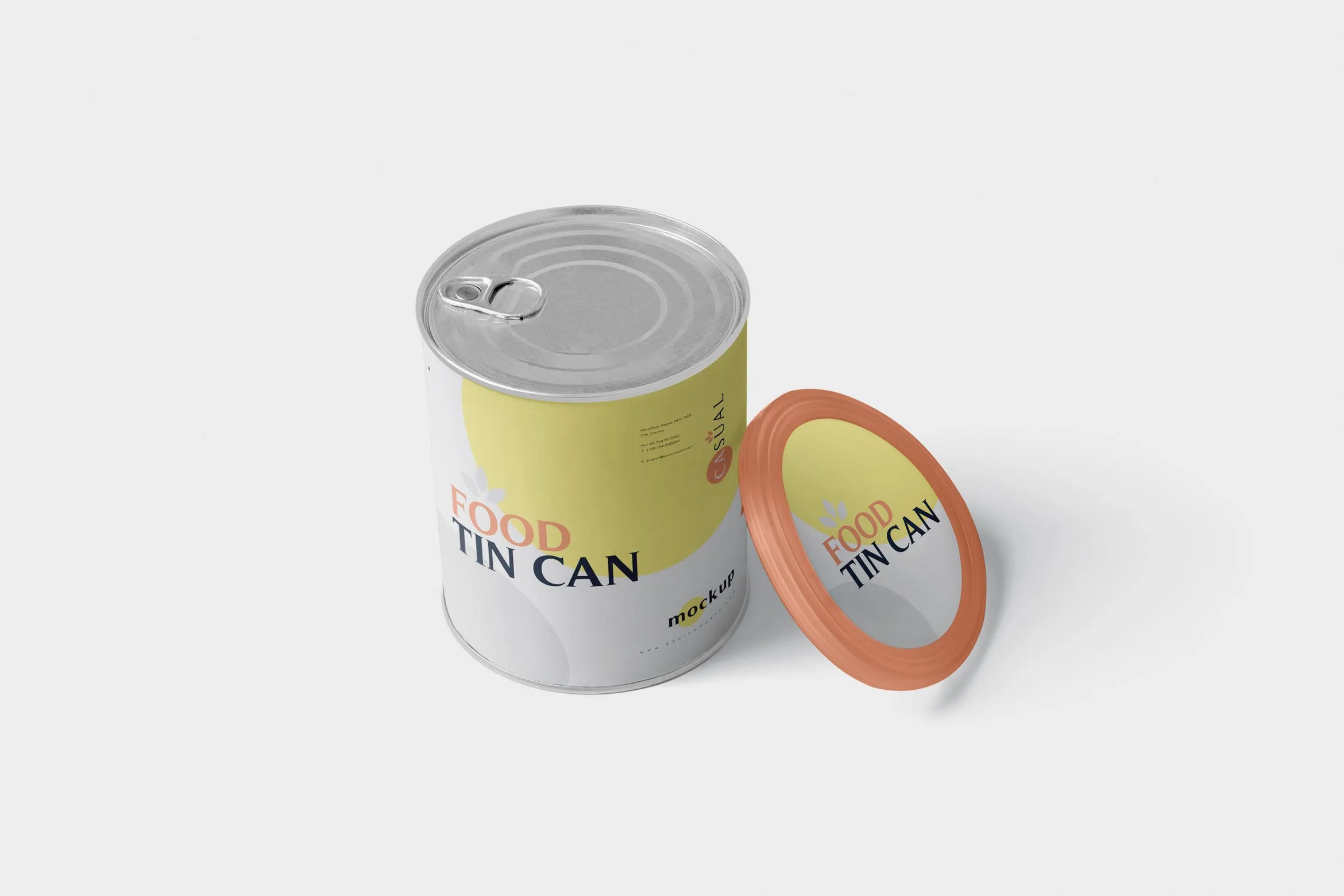 中型食物罐头外观设计样机模板 Food Tin Can Mockup Medium Size#8211; Round