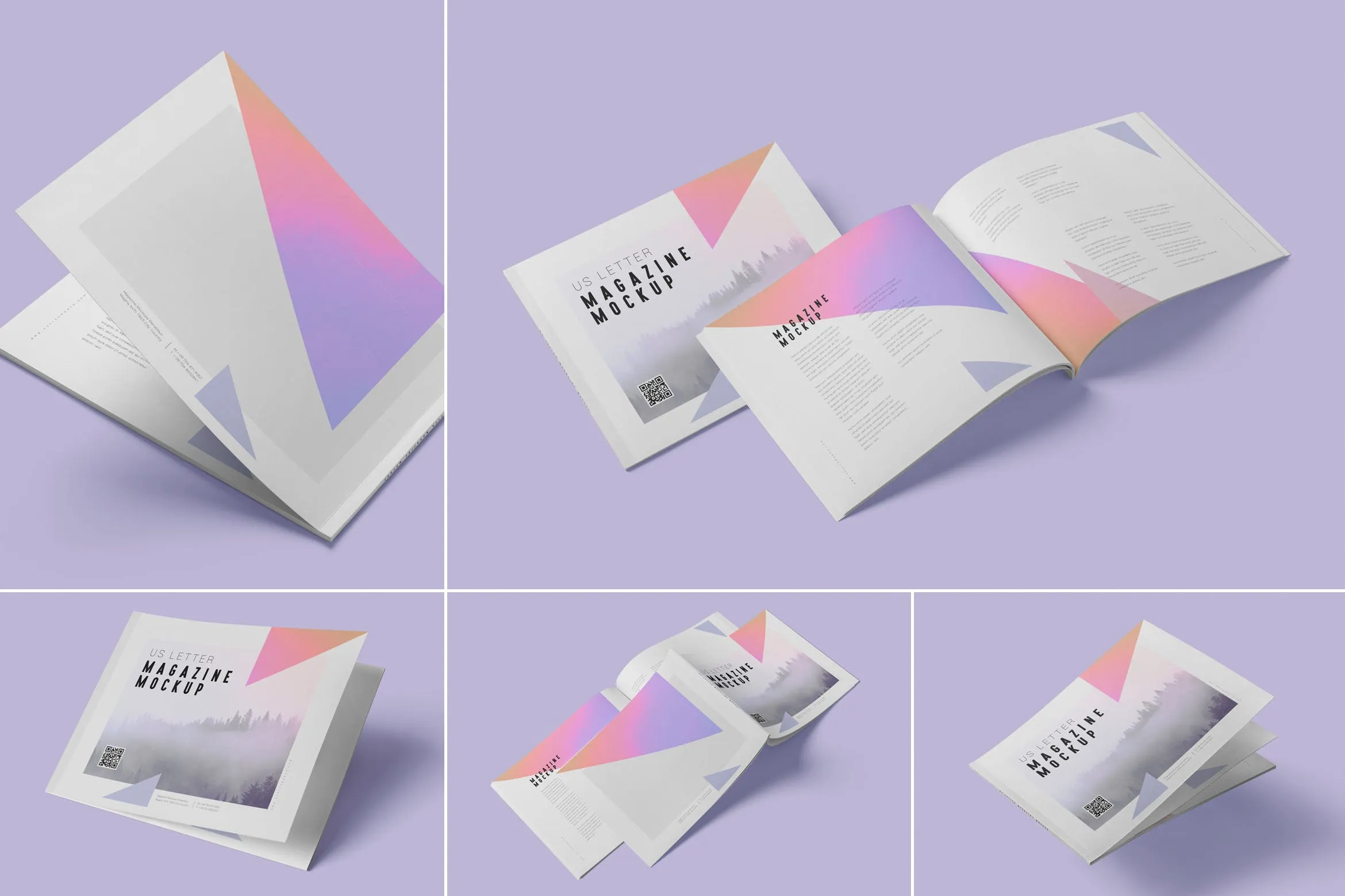 美国信纸规格杂志版式设计效果图样机 Magazine Mockup#8211; US Letter Landscape