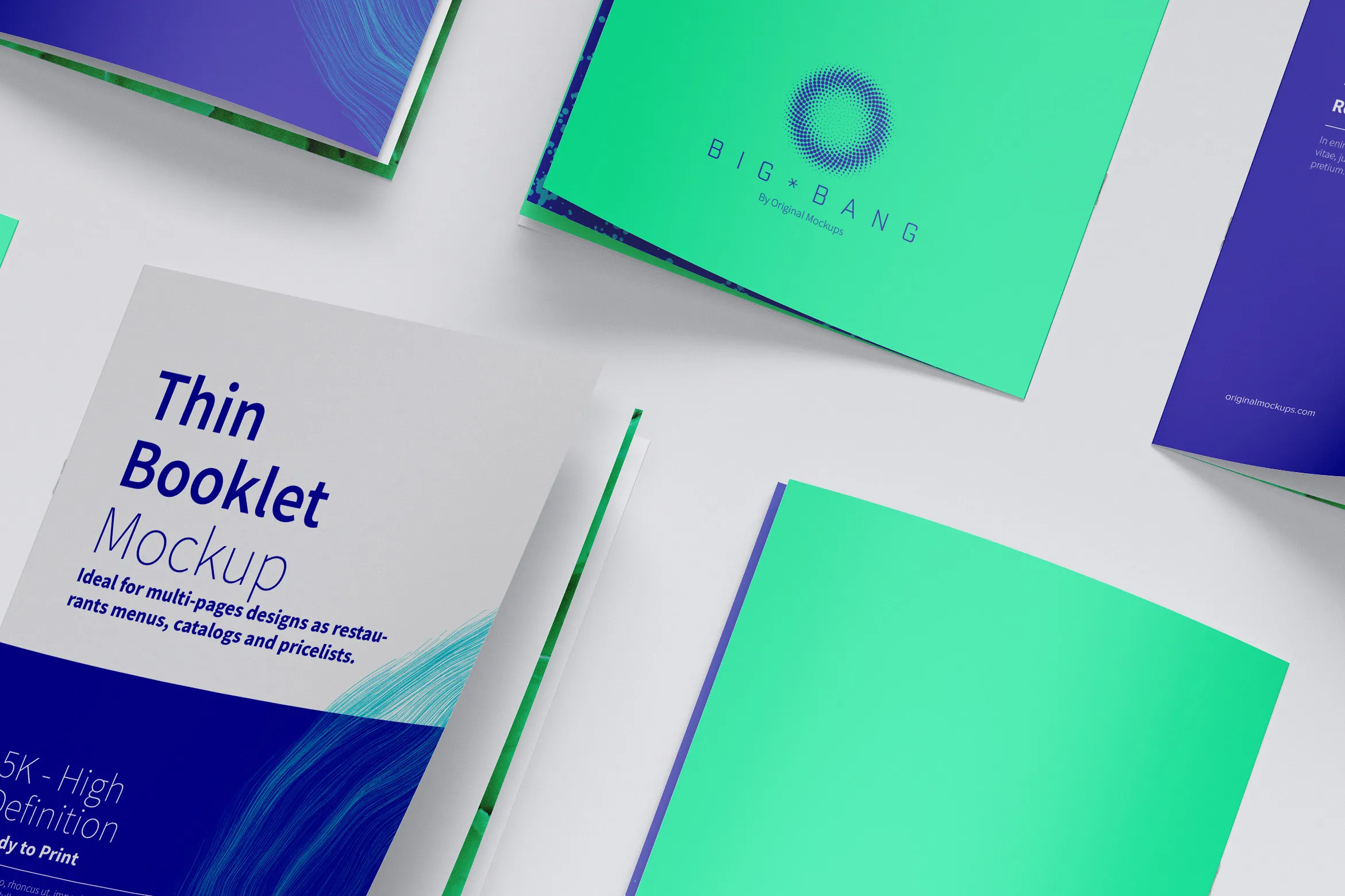 企业宣传传单设计效果图等距网格样机05 Thin Booklet Mockup 05插图(1)