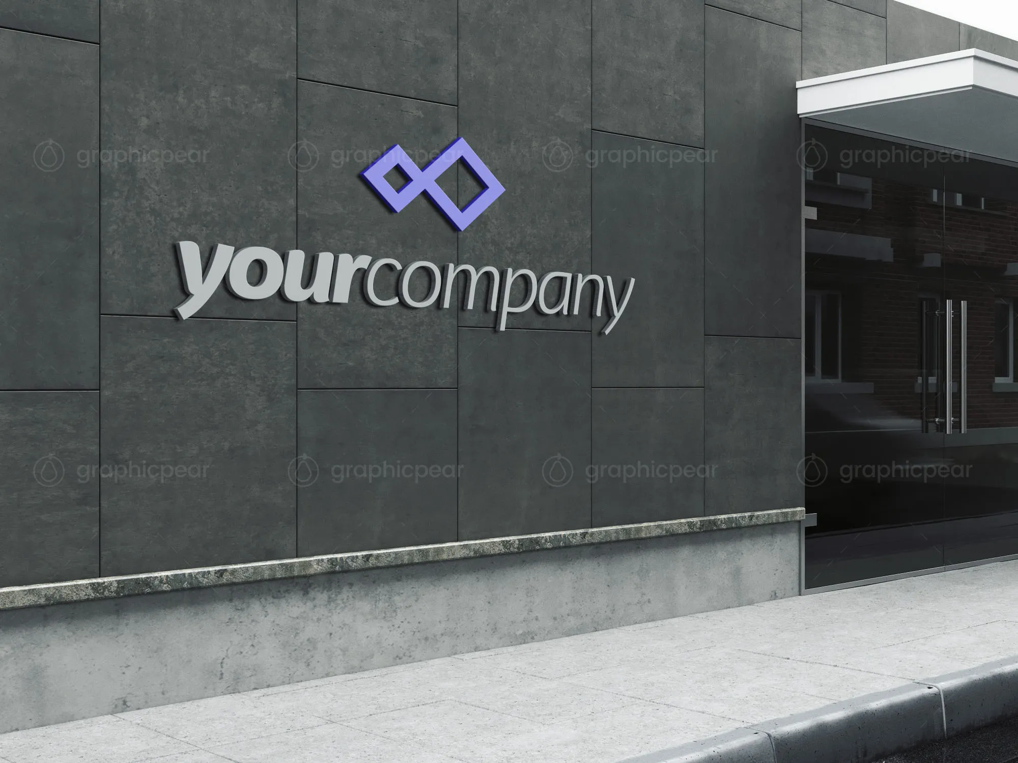 公司建筑Logo标志设计效果图样机模板 Company Building Sign Mockup插图(1)