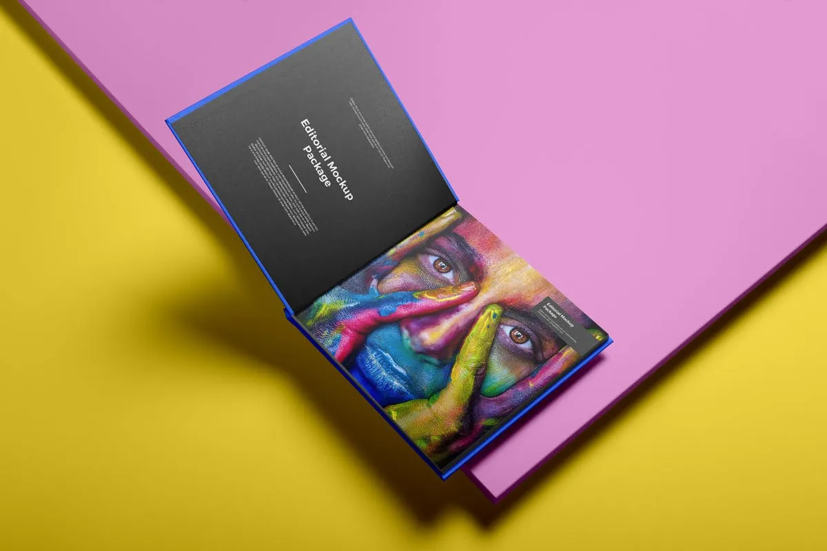 方形精装产品手册样机模板 Square Hardcover Brochure Mockup插图