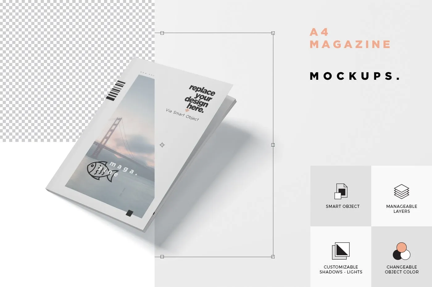 A4尺寸大小杂志封面&内页版式设计图样机素材库精选 Magazine Mockup – A4 210×297 mm Size插图(6)