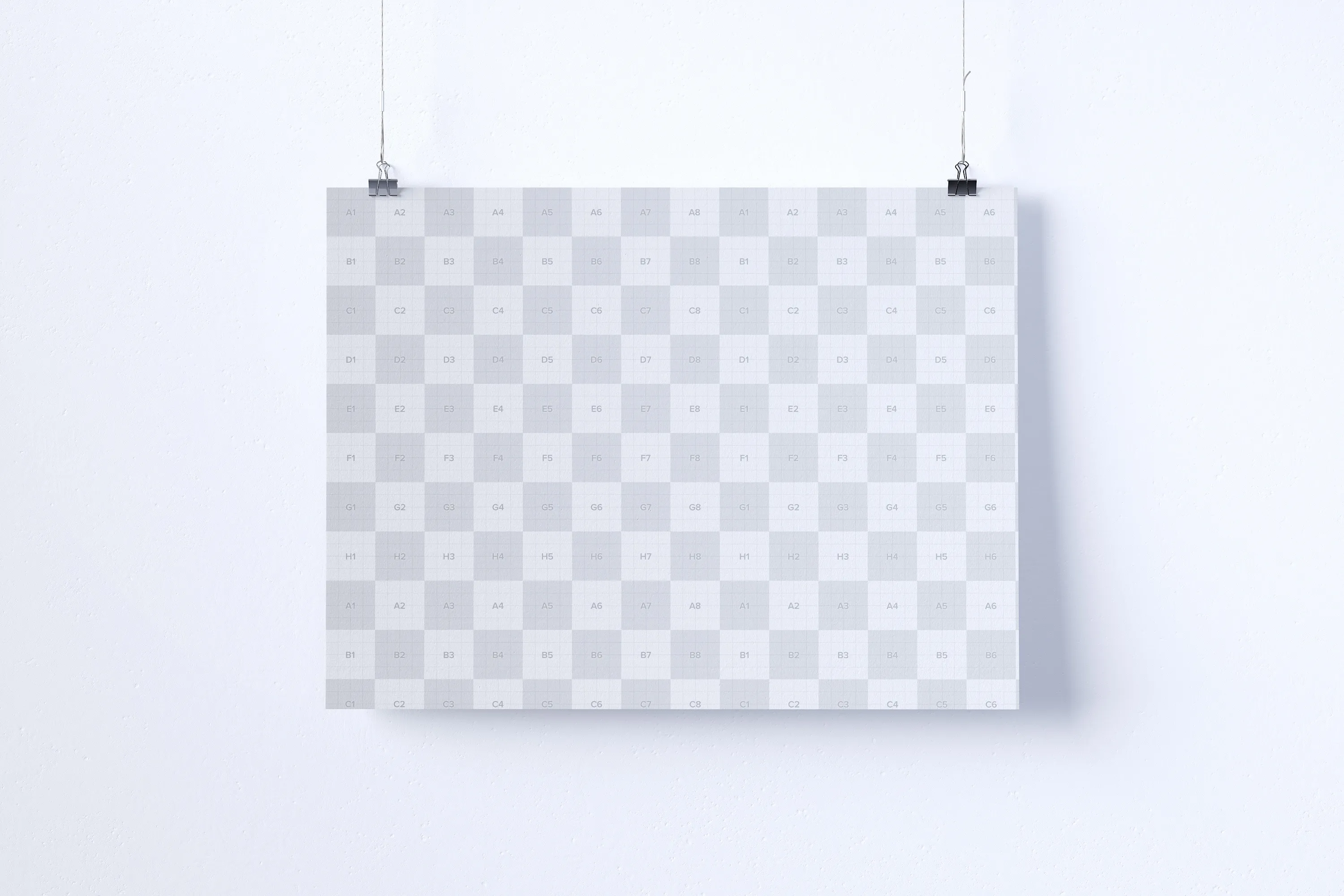 海报设计悬挂效果预览样机模板 3:2 landscape hanging poster mockup