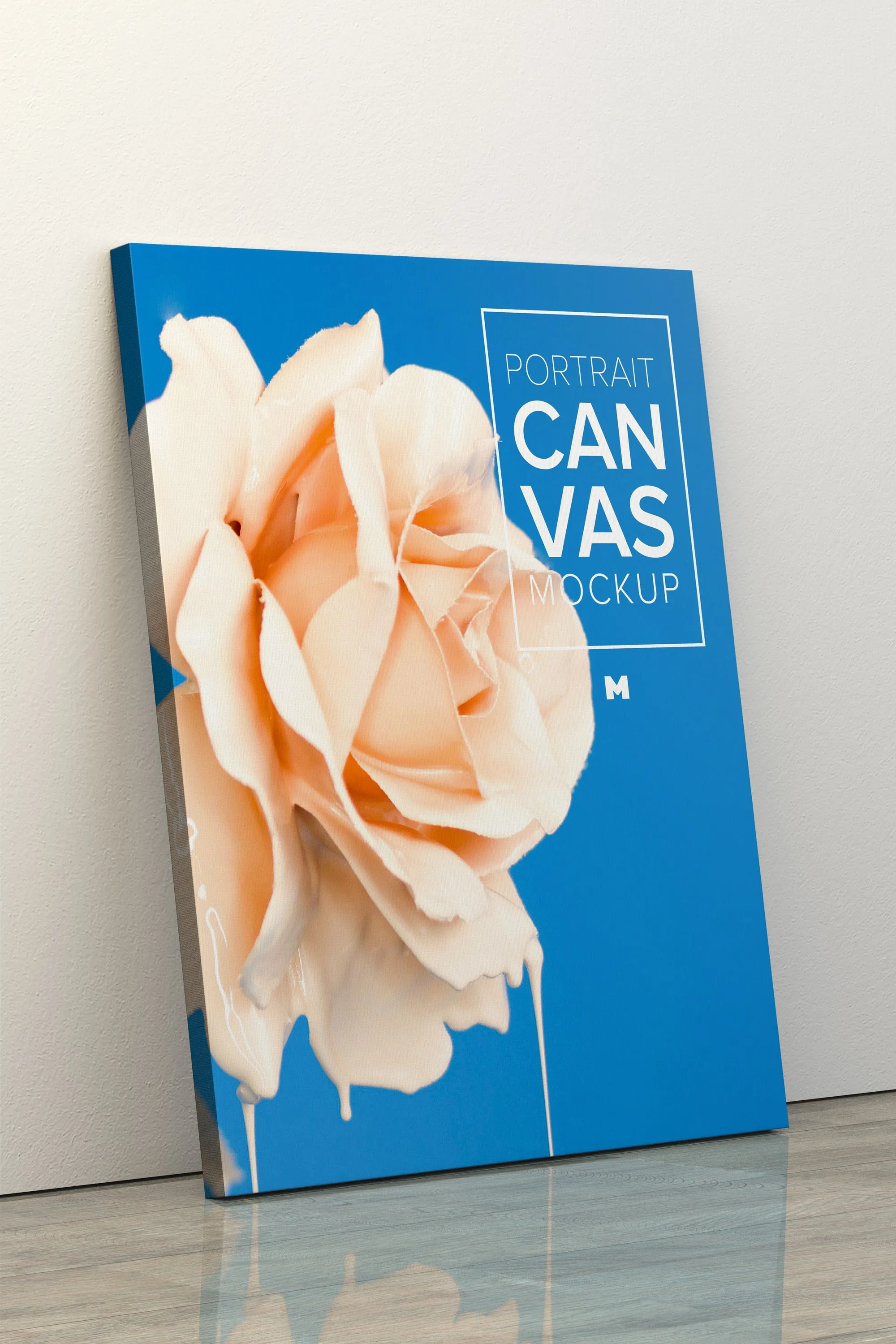 画像/人像/绘画展览画布样机模板 Portrait Canvas Frame Mockup Leaning on Wall插图