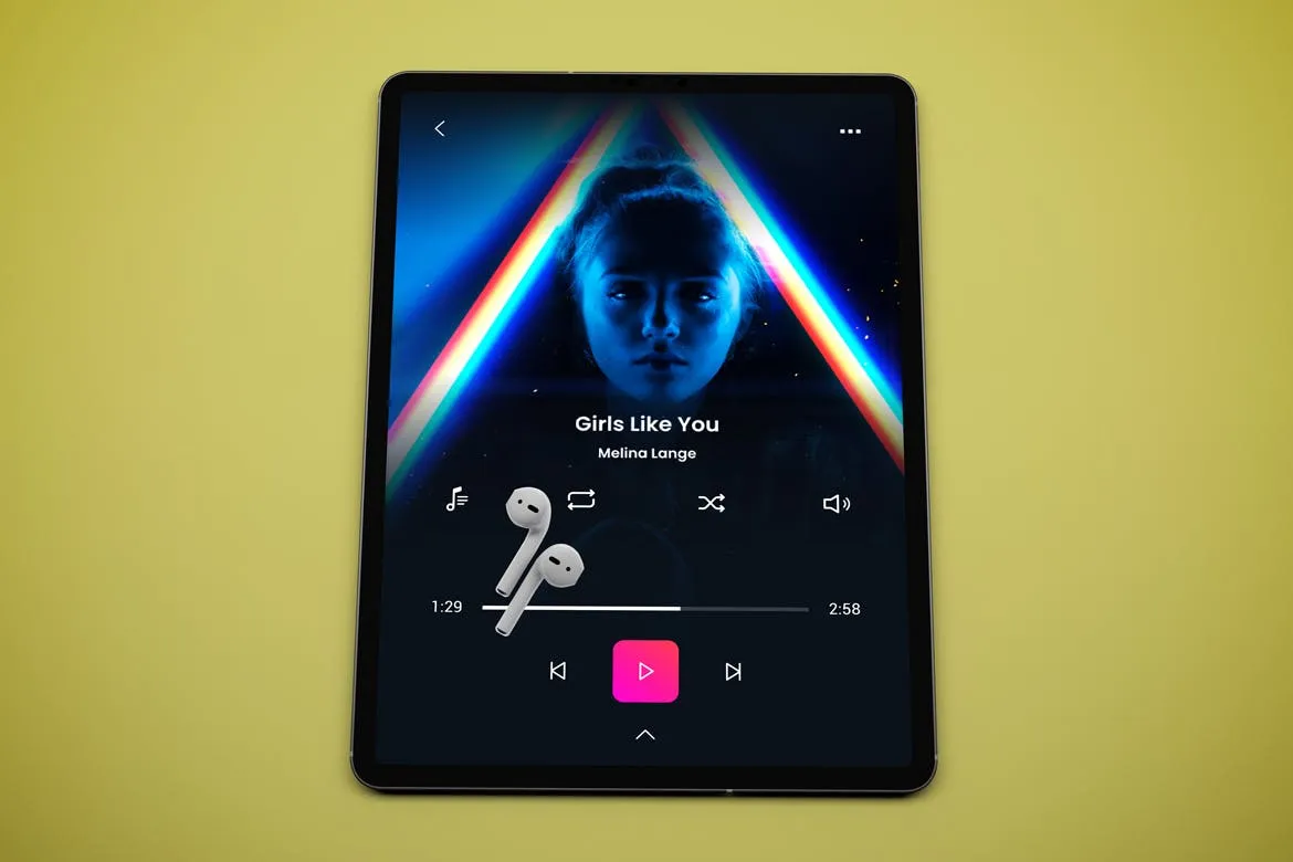 音乐APP界面设计效果图iPad Pro平板电脑样机模板 iPad Pro Music App插图(3)