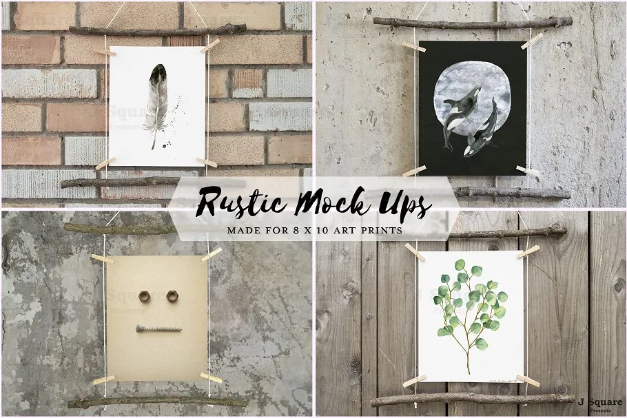别具一格的艺术作品展示样机 Rustic Mock Ups for 8#215;10 Art Prints