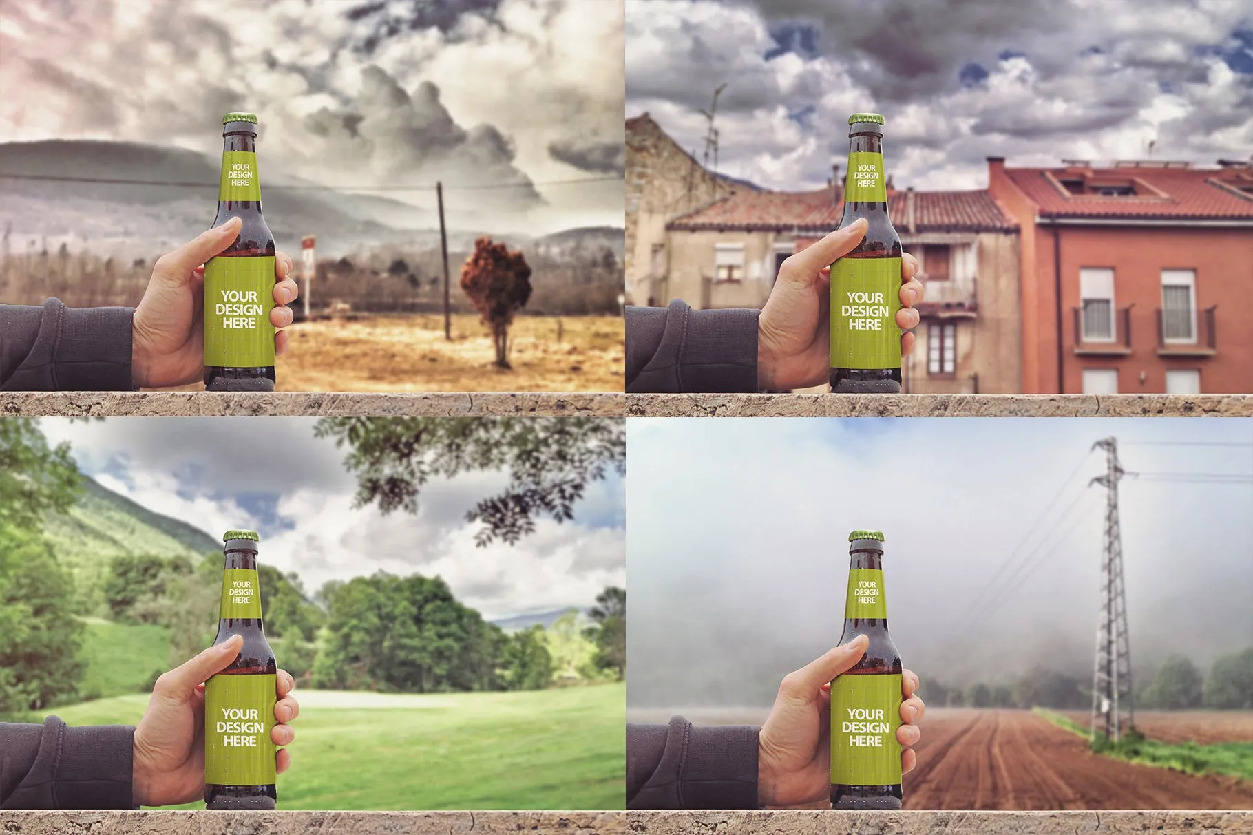 手持啤酒瓶外观印刷图案设计预览样机模板 Rustic Beer Mockup插图(3)