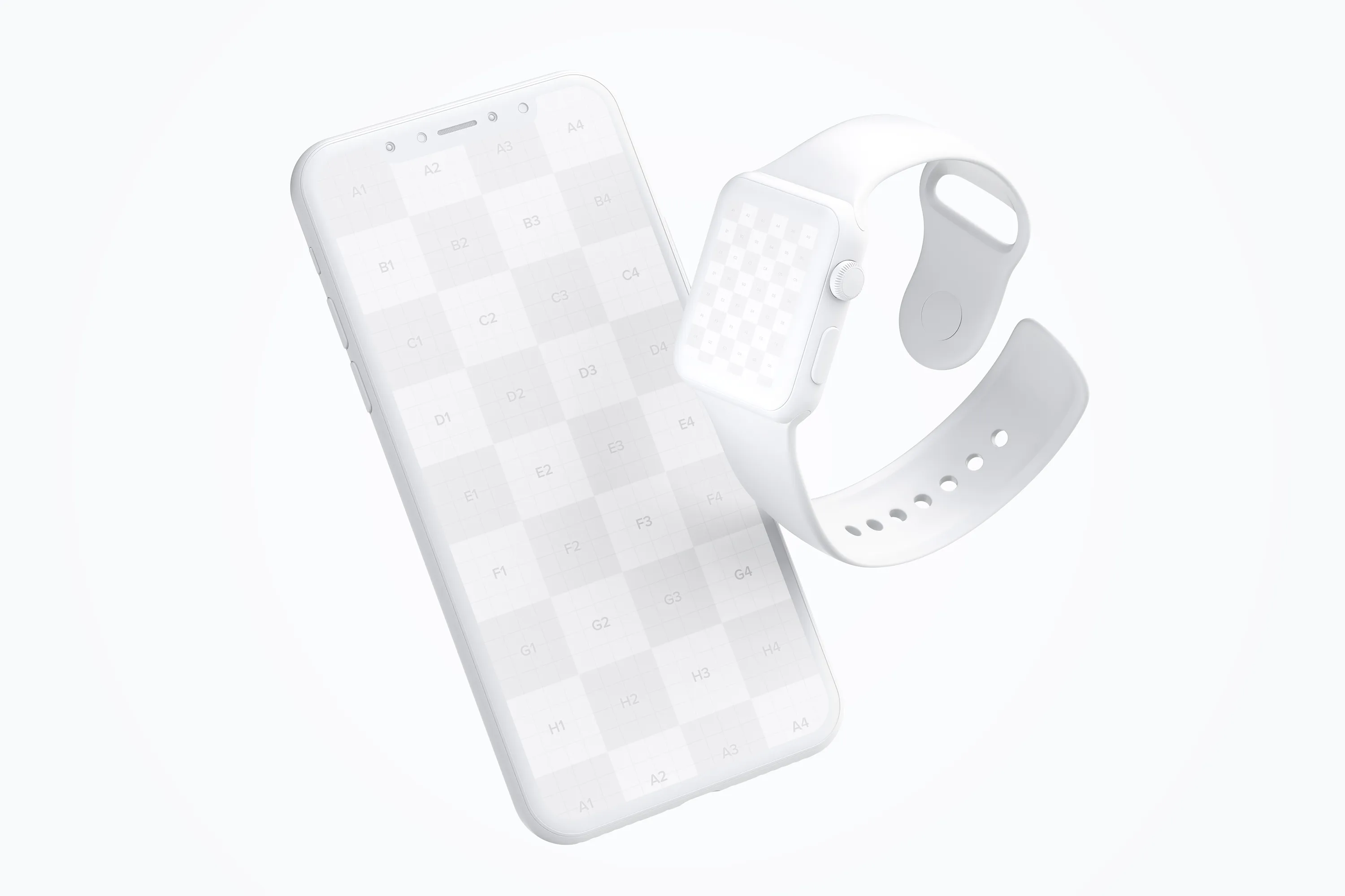 Apple Watch＆iPhone X组合UI设计演示样机模板 Clay Apple Watch and iPhone X Mockup插图(1)