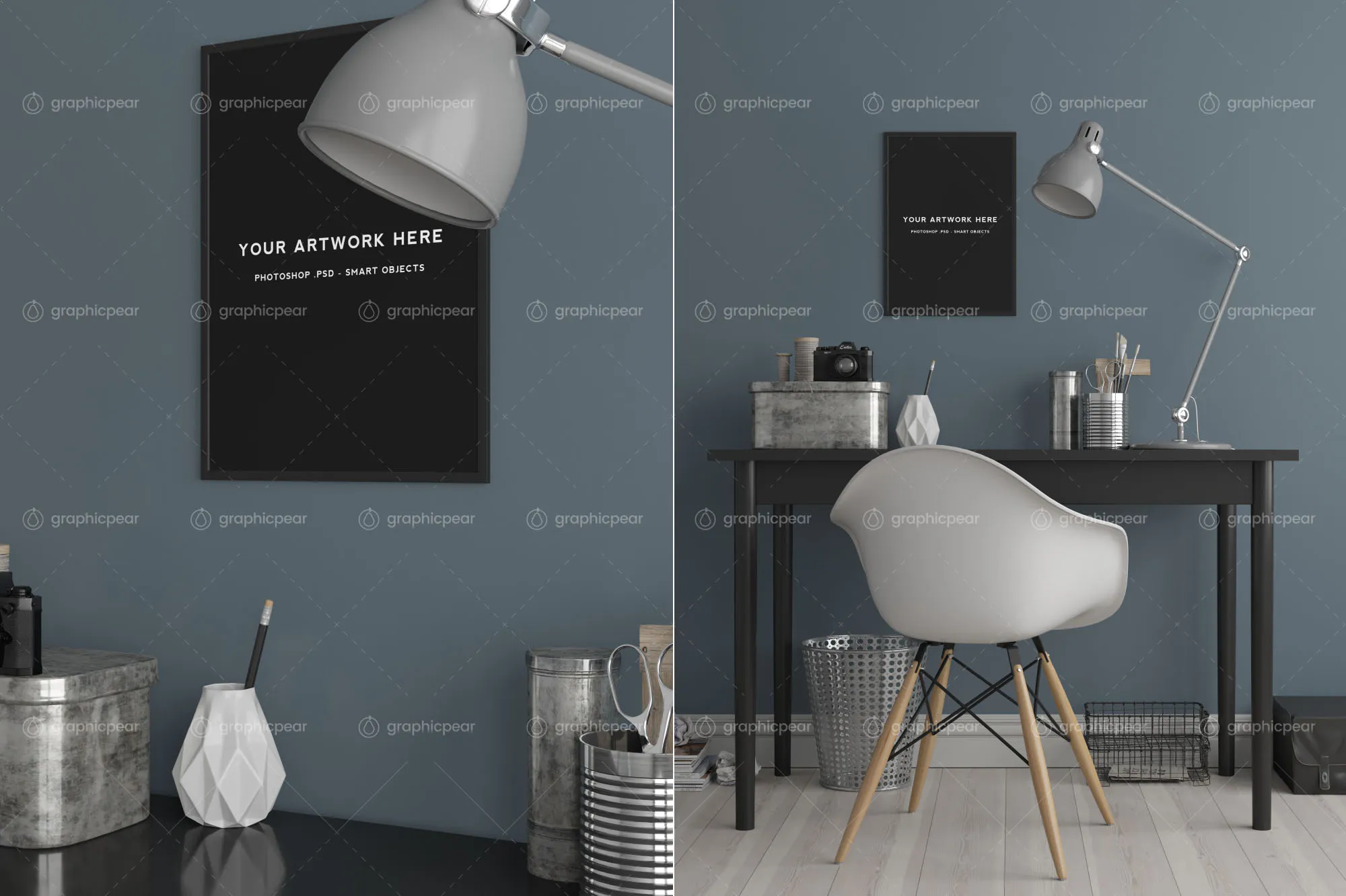 A3规格创意海报室内场景张贴效果样机模板 A3 Poster Interior Scene Mockup插图(2)