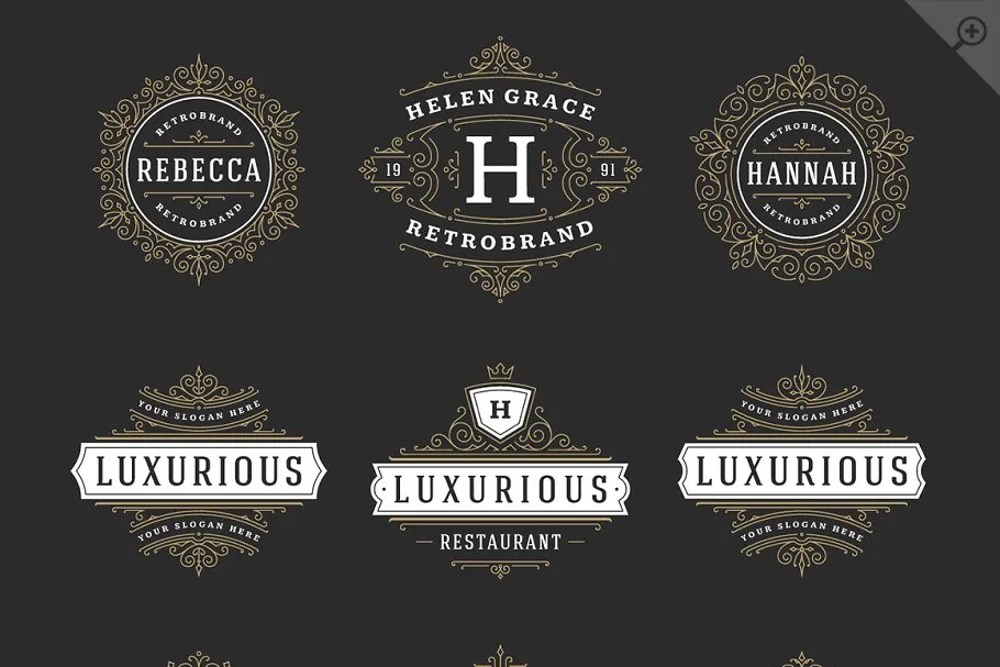 50款奢侈品品牌Logo设计模板 50 ornaments logos & monograms插图(2)