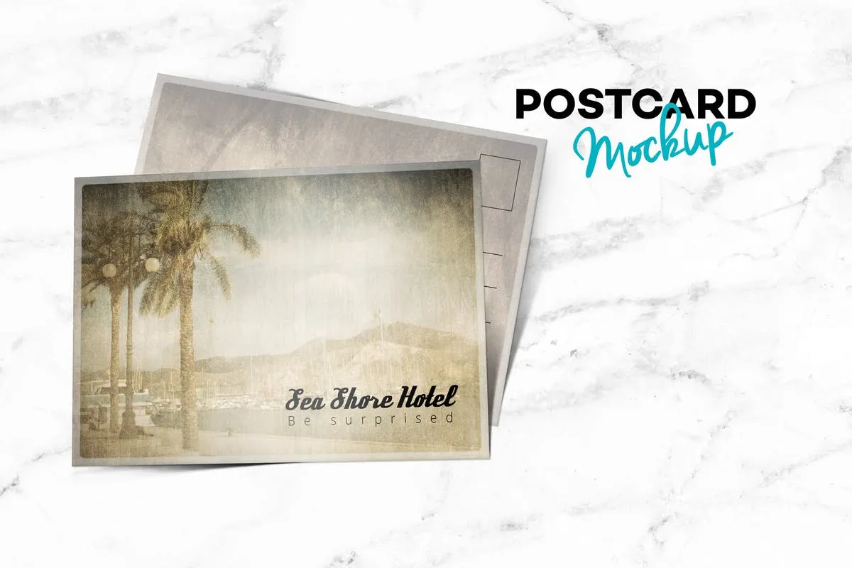 横向明信片/邀请函样机模板 Postcard Landscape Mockup插图