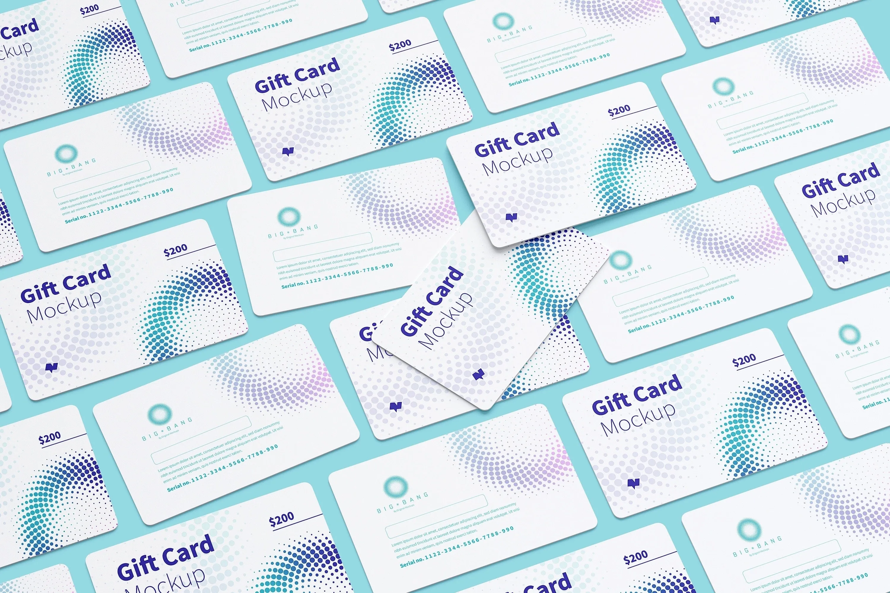 礼品积分卡外观设计等距网格样机模板04 Gift Card Mockup 04插图(3)