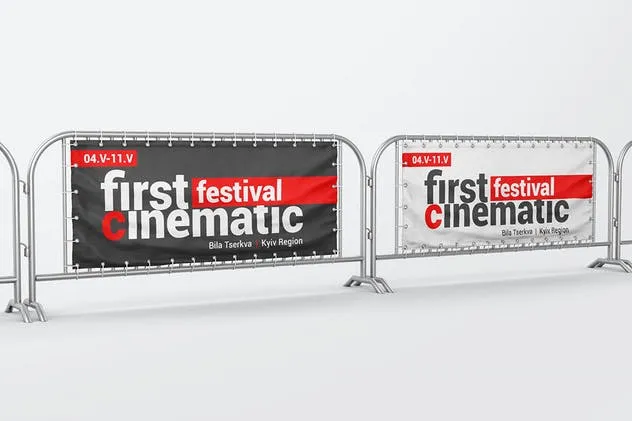 3D护栏Banner广告海报样机 Barrier Banner Mockup插图(6)