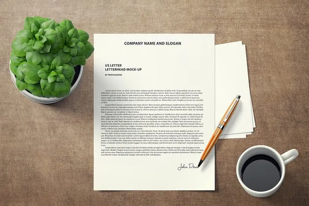 简约风格美式信头信纸版式设计样机素材库精选 US Letter Letterhead Mock-Up插图(3)