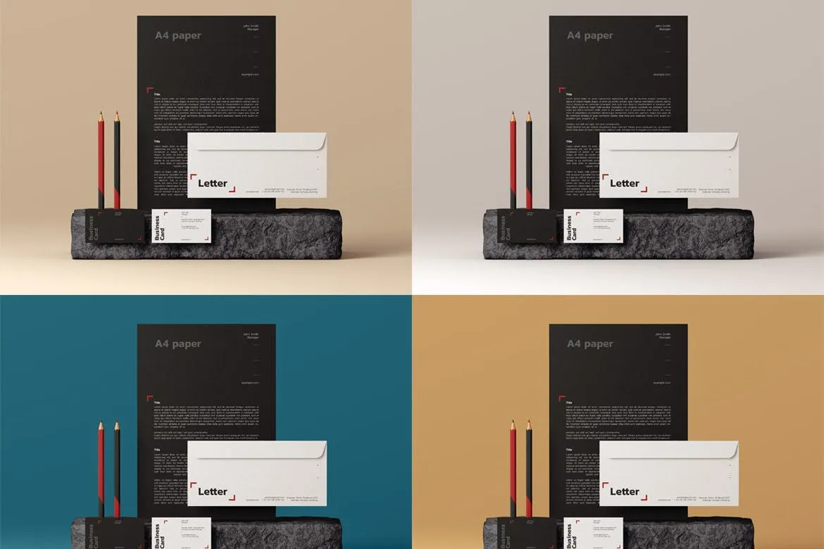 品牌VI设计常用办公用品展示素材库精选模板v3 Stationery Mock-Up Template插图(1)