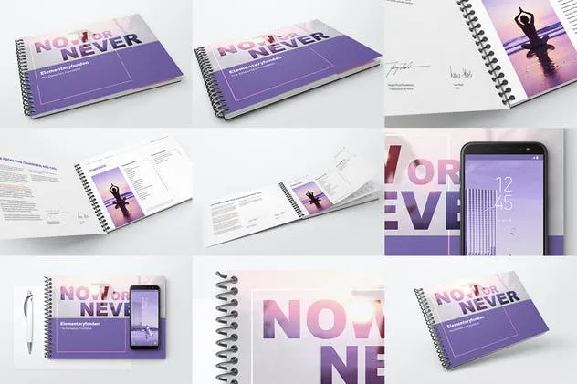 活页记事本印刷品样机套装 Spiral Book Binding Bundle Mockups插图(3)