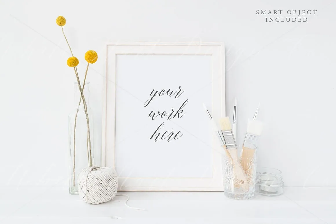 简约桌面画框相框样机 Frame mockup – Rustic/Artist插图