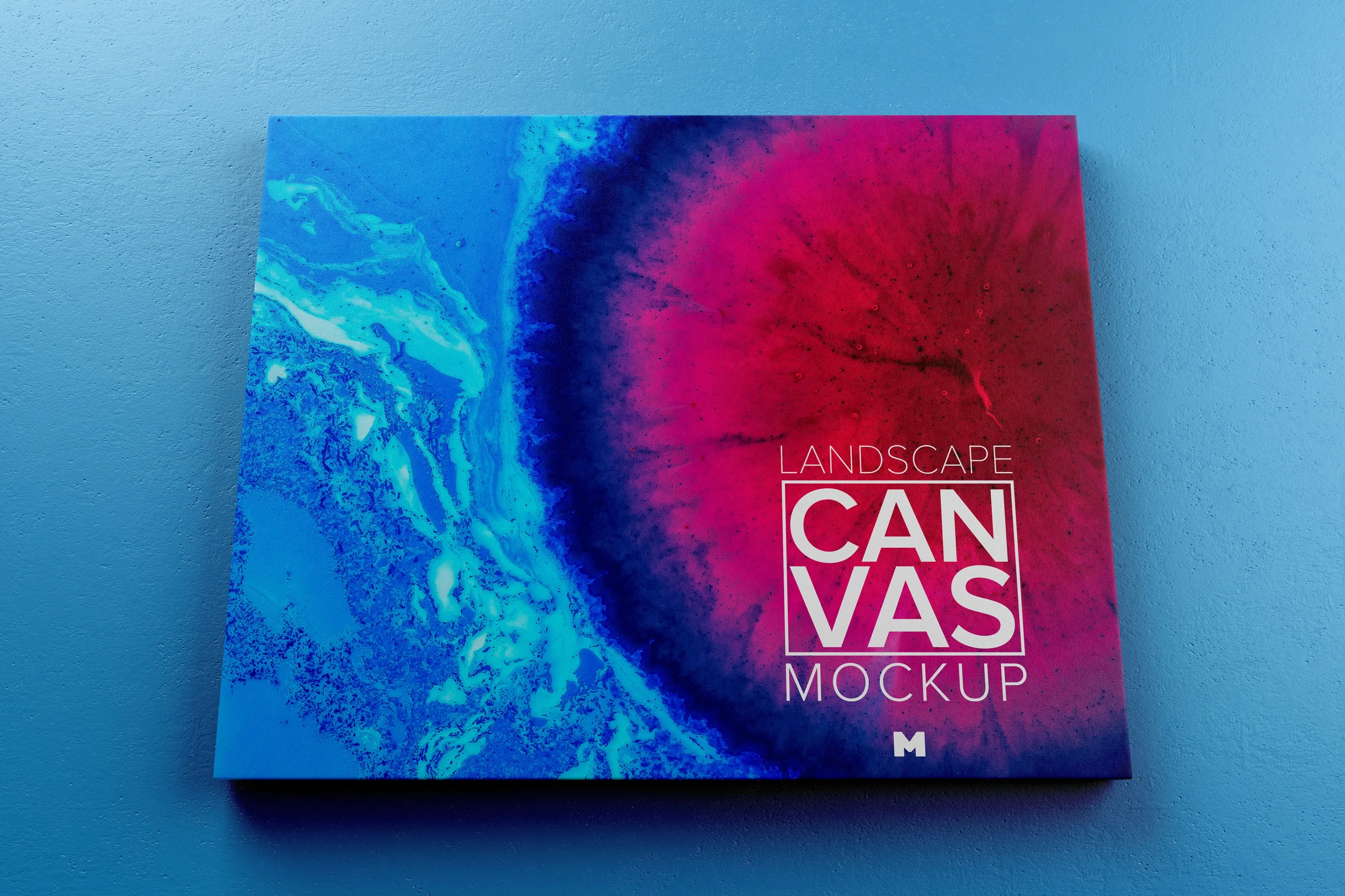 挂墙景观画布展览画框前视图样机素材 Landscape Canvas Frame Mockup Hanging on Wall in Front View插图(2)