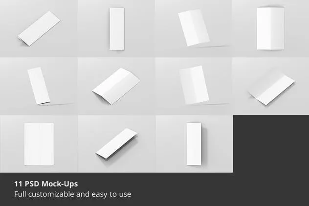 A5长方形双折页餐牌/宣传册样机 A5 Long Bi-Fold Brochure Mock-Up插图(1)