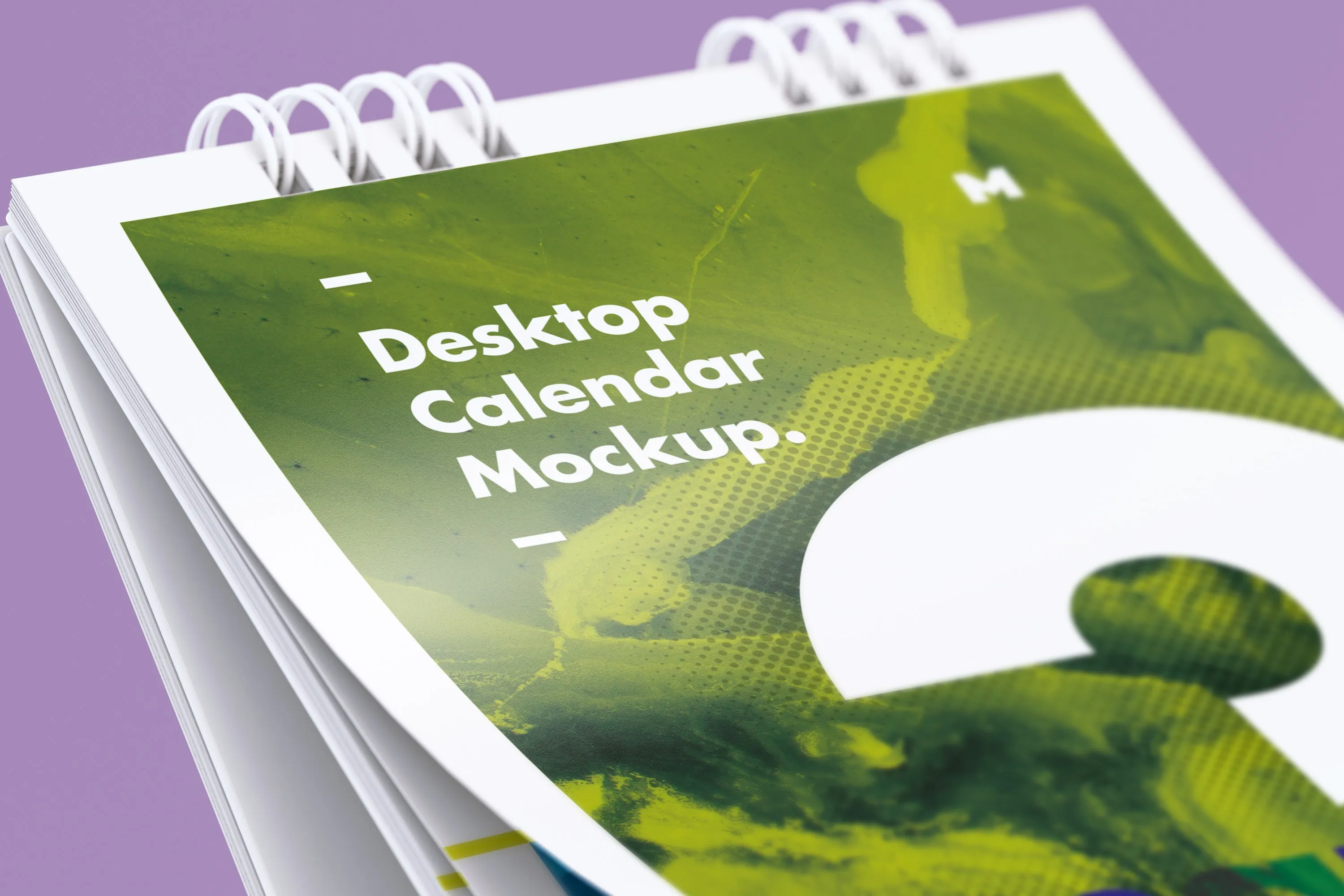 纵向桌面日历设计特写视图样机 Desktop Portrait Calendar Mockup Close Up View插图(2)