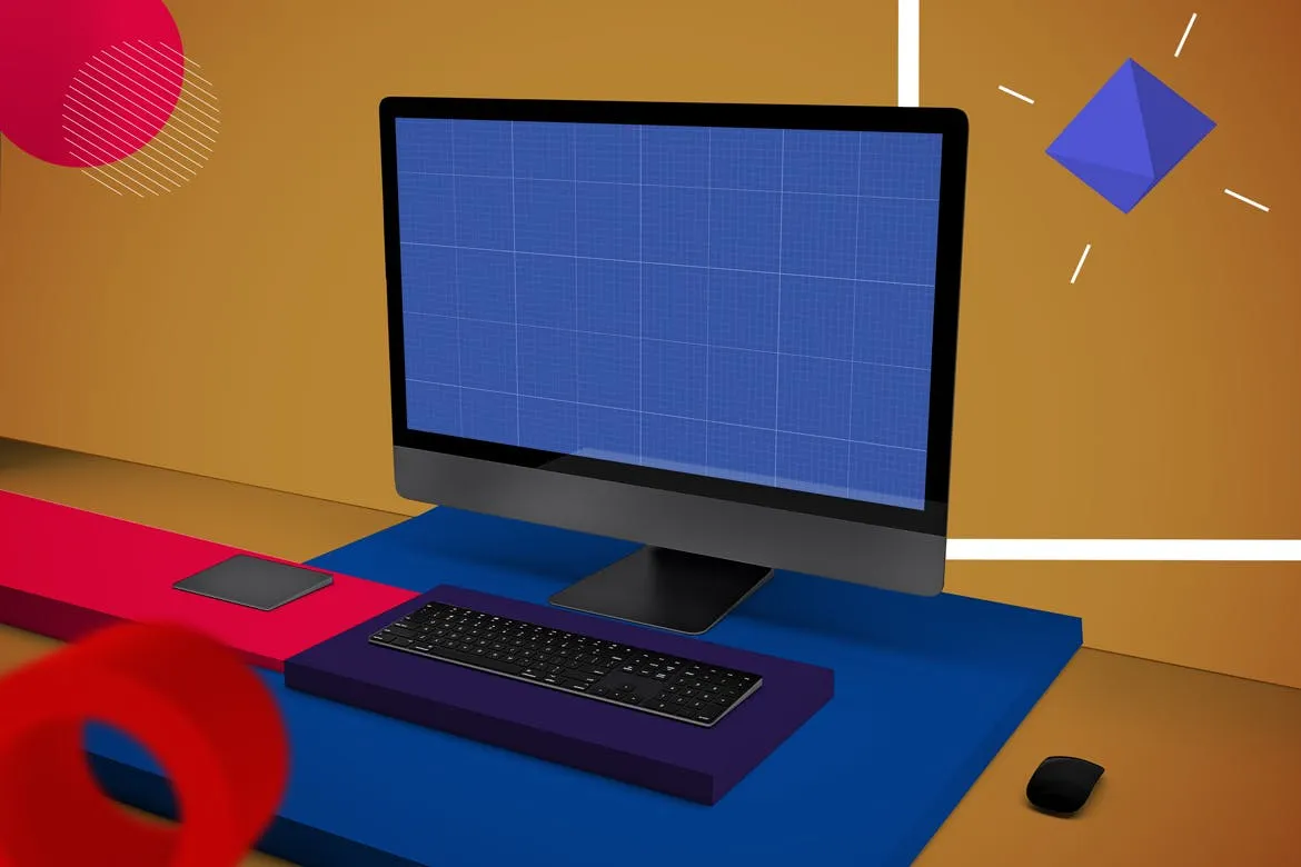 抽象场景iMac Pro一体机电脑屏幕预览素材库精选样机v2 Abstract iMac Pro V.2 Mockup插图(11)