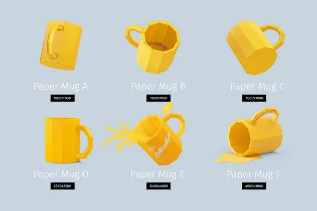 手工制作纸杯艺术品样机 PAPERCRAFT MUGS MOCKUPS插图(1)