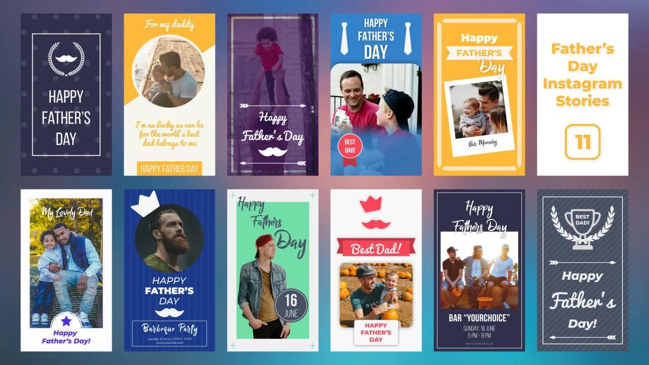 父亲节故事设计时尚的像素设计精选AE模板