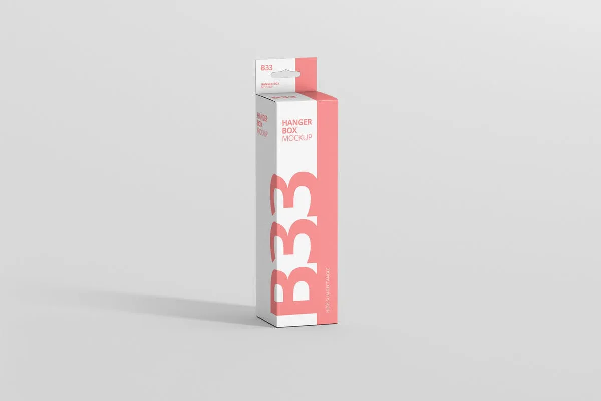 带挂钩的矩形尺寸牙膏包装盒子样机 Box Mockup#8211; High Slim Rectangle Size with Hanger