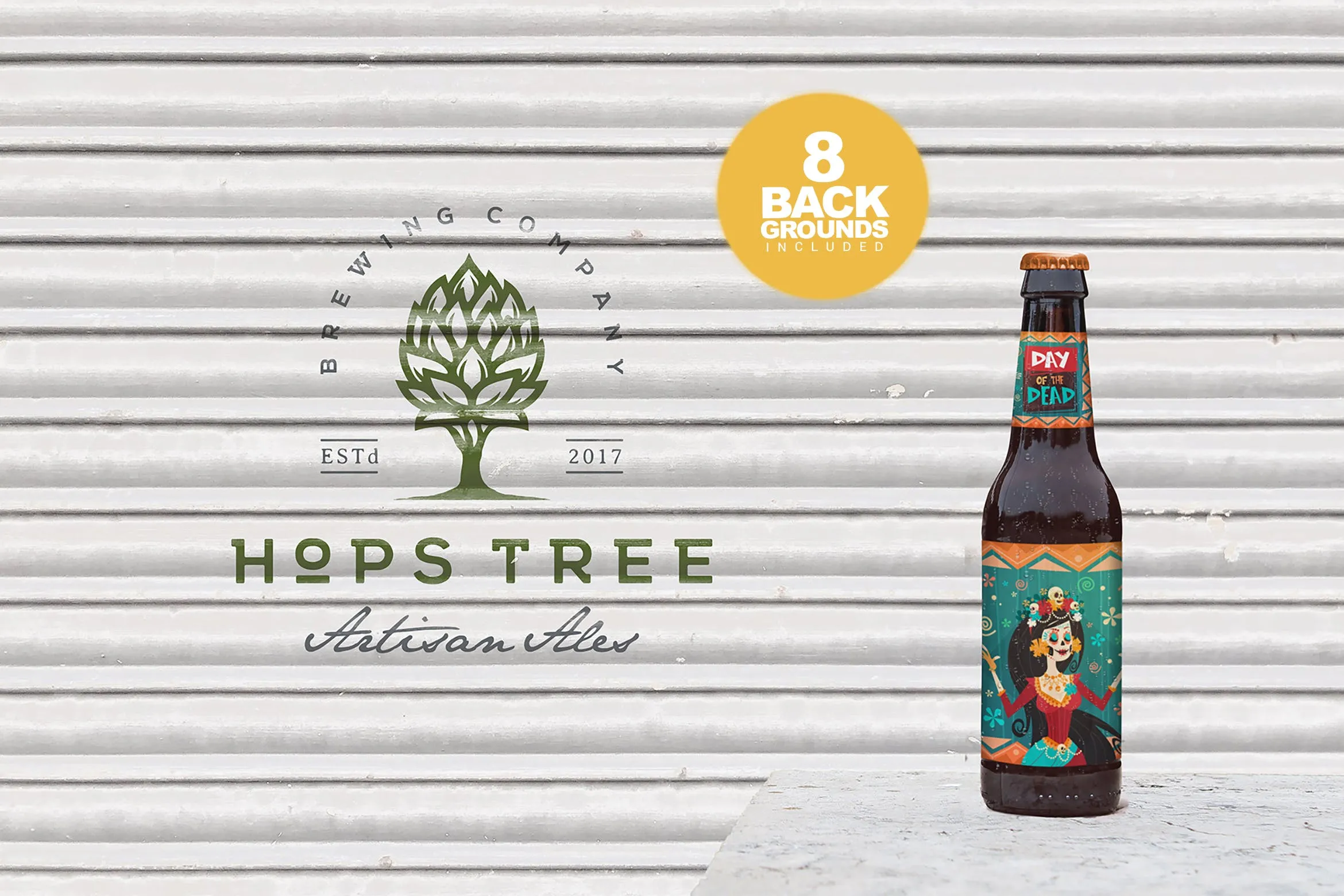 车库场景啤酒瓶外观设计预览样机 Garage Beer Mockup插图