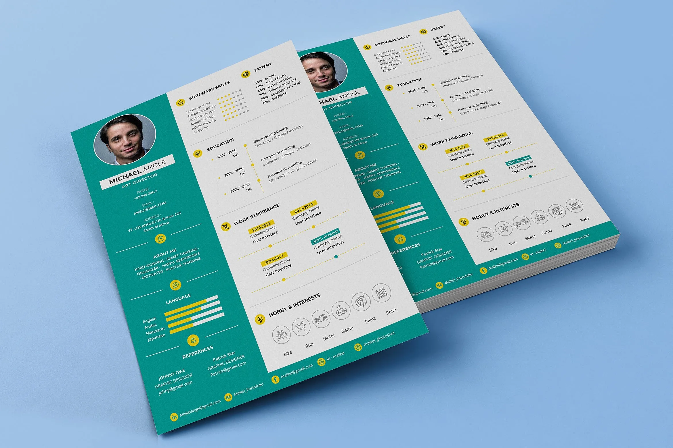艺术创意总监履历表设计模板 Clean Resume插图