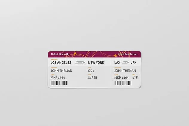 高品质的圆角机票/入场券/优惠券样机 Ticket Round Corner Mockup插图(9)